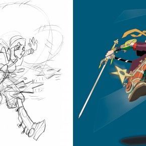 Ilustración manga del boceto al personaje